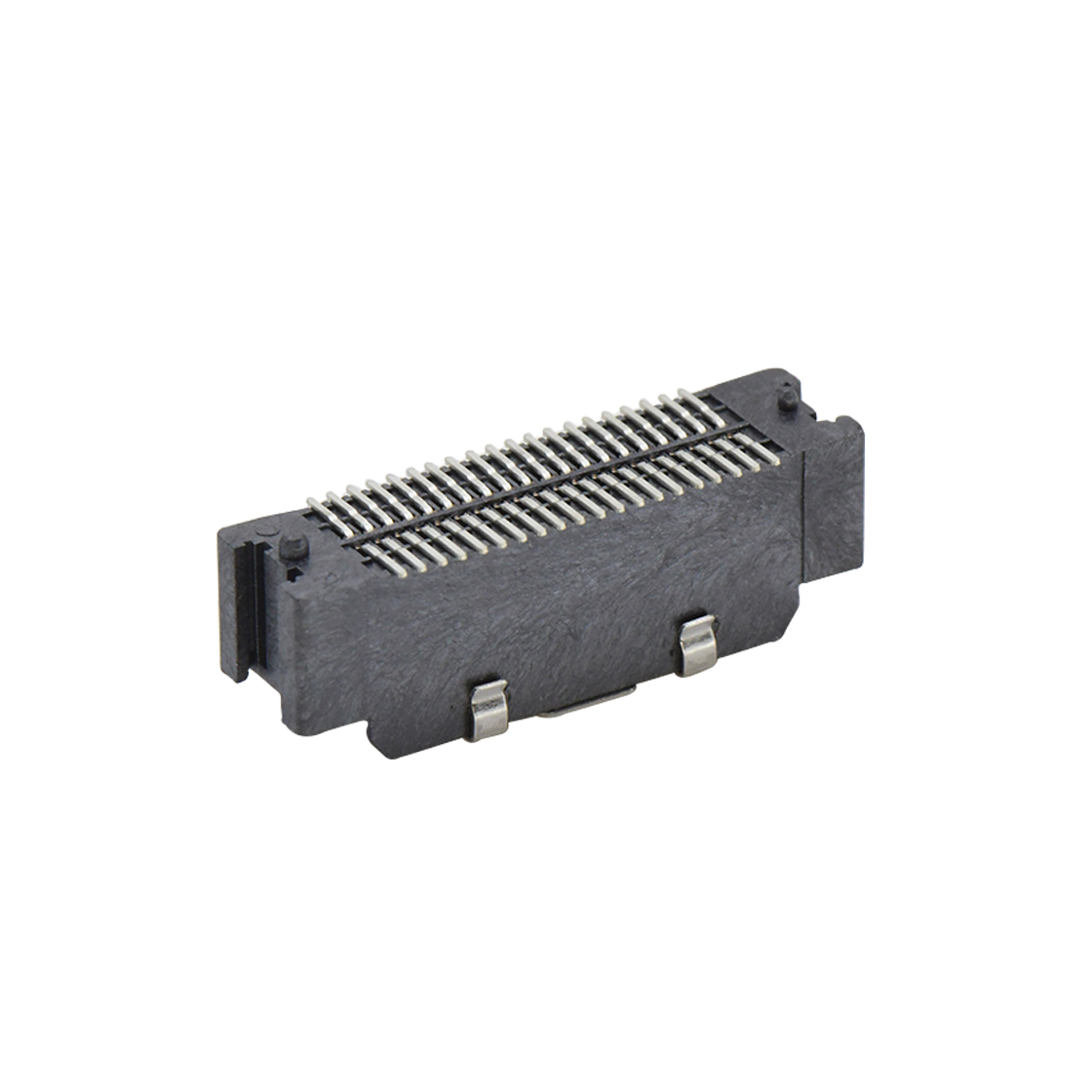 Board to Board 0.8mm 单槽7.5H带柱无接地片公座 40pin 黑色 镀半金 G/F，雾锡